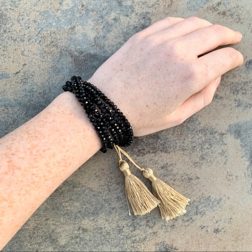 Boho Layered Beaded Tassel Bracelet